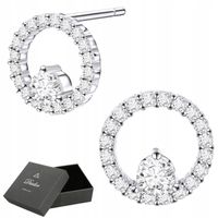 Kolczyki srebrne sztyfty wkrętki kółka okrągłe z cyrkonią dropsy koła 925