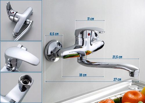 BATERIA KUCHENNA UMYWALKOWA KRAN ŚCIENNA RUCHOMA WYLEWKA KRAN DO UMYWALKI na Arena.pl
