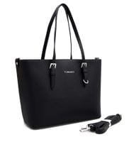 FLORA&CO torebka damska klasyczna sztywna z paskiem na ramię V048 czarna