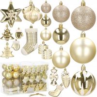 ZESTAW BOMBEK NA CHOINKĘ 77szt ZŁOTE BOMBKI CHOINKOWE ŚWIĄTECZNE OZDOBY