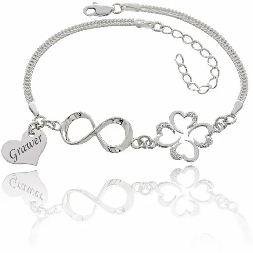 Bransoletka srebrna Koniczynka Infinity Serce na Arena.pl