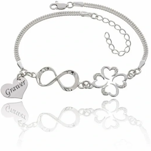 Bransoletka srebrna Koniczynka Infinity Serce zdjęcie 2
