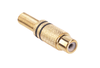 GNI0069A Gniazdo RCA zlote 2 paski na kabel czarn