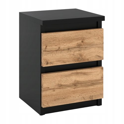 SZAFKA NOCNA CZARNA DĄB WOTAN 30 CM 2 SZUFLADY STOLIK RTV DO SYPIALNI na Arena.pl