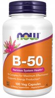 NOW Foods Witamina B-50 Kompleks Witamin B1 B2 B3 B5 B6 B12 Stres 100 vkaps