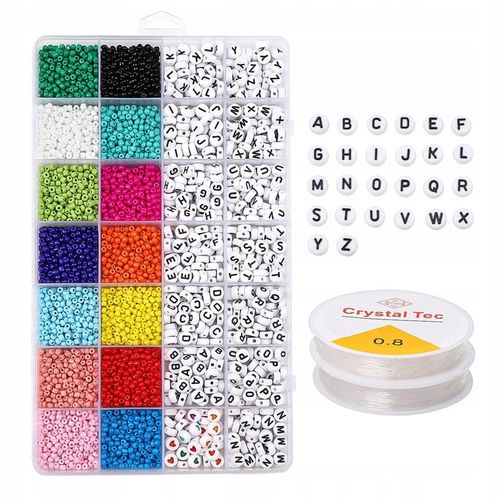 Zestaw do Robienia Tworzenia Bransoletek Koraliki Literki Akcesoria 4200 el na Arena.pl