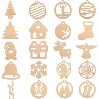 Ozdoby świąteczne choinkowe 20szt bombki zawieszki drewniane na choinkę