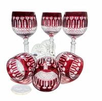 Rubinowe kryształowe kieliszki do wina 280 ml Francuski