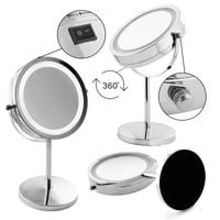Lusterko do makijażu stojące z podświetleniem led chrom - Yoka