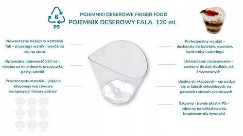 Pojemnik fingerfood pojemniki na desery przekąski fala 120 ml 24 szt. na Arena.pl
