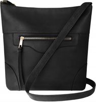 Pojemna TOREBKA DAMSKA NA RAMIĘ Duża LISTONOSZKA Czarna Skórzana TORBA