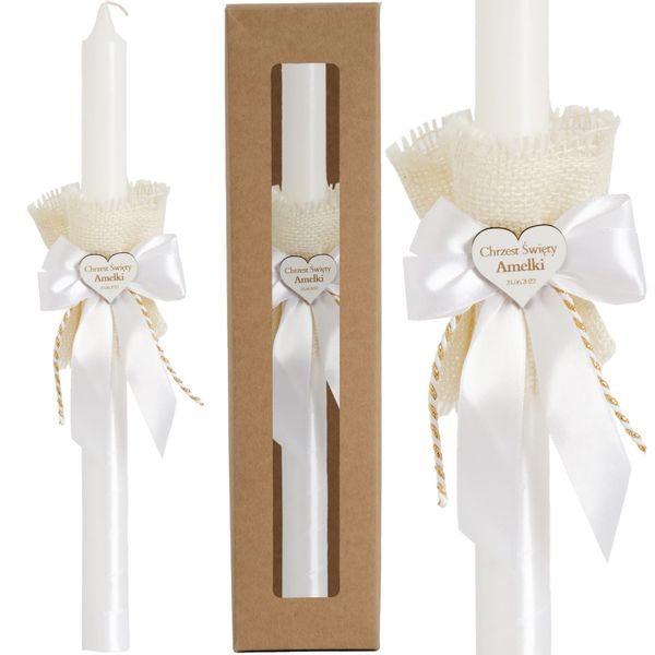 Świeca do Chrztu Świętego boho z personalizacją SC-13B zdjęcie 2