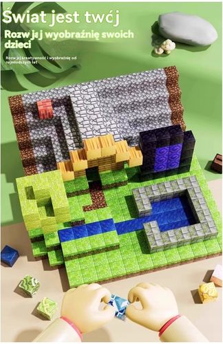 KLOCKI MAGNETYCZNE Minecraft DLA DZIECI ZABAWKA ZESTAW 100eL +3 FIGUREKA na Arena.pl