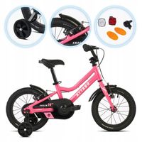 Rower dziecięcy ATTABO KNACK 14" różowy dla dziewczynki lekki boczne kółka