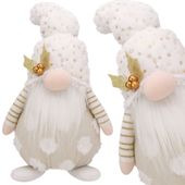 skrzat świąteczny krasnal gnom 45 cm mikołaj duży biały świecący jumihome