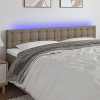 Zagłówek do łóżka z LED, taupe, 160x5x78/88 cm, tkanina