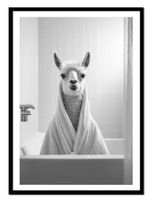 OBRAZ PLAKAT W RAMIE do Łazienki WC Toalety śmieszny LAMA wanna P2526_33x43