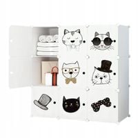 SZAFA MODUŁOWA DLA DZIECI BIAŁA Z MOTYWEM BAJKOWYM DUŻA GARDEROBA 9 PÓŁEK