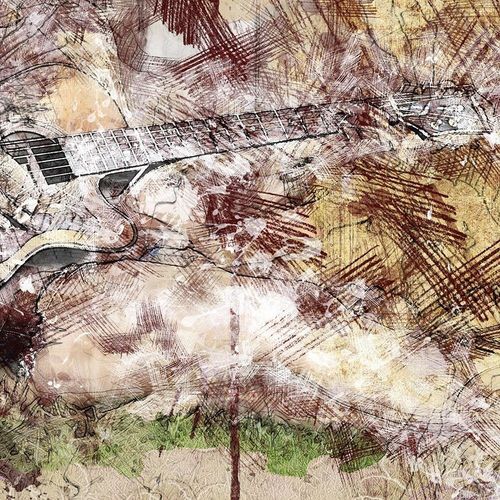 Obraz na płótnie - Canvas, Kobieta z gitarą abstrakcja 90x60 na Arena.pl