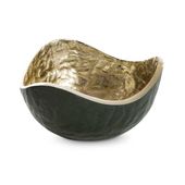 Misa dekoracyjna metalowa PEDRO 17X17X9 ciemnozielona + złota x2