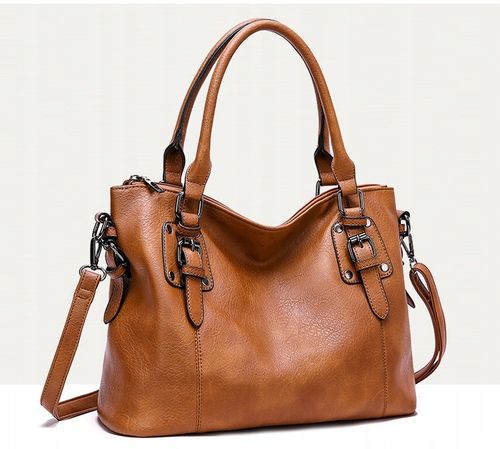 TOREBKA WOREK NA RAMIĘ brąz czarna SHOPPER DO RĘKI pasek jakość na Arena.pl