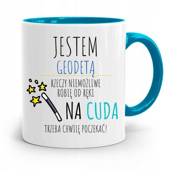Kubek Błękitny Dla Geodety Jestem Geotedą Z Nadrukiem Ze Zdjęciem zdjęcie 1