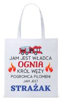 Dla Strażaka Prezent Torba Eco Biała Shopper Z Nadrukiem Ze Zdjęciem