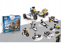 Klocki Konstrukcyjne 161 El. POLICJA, ZESTAW POLICYJNY, Motocykl, Ponton, S