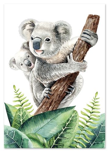 Plakat miś koala zielone liście 21x29,7 cm A4 na Arena.pl