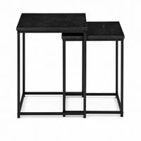 STOLIKI KAWOWE 2W1 LOFTOWE CZARNY MARMUR MODERNHOME METALOWA KONSTRUKC