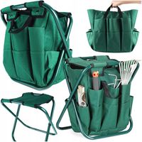 Stołek Składany Taboret Ogrodowy Wędkarski Z Torbą Na Narzędzia