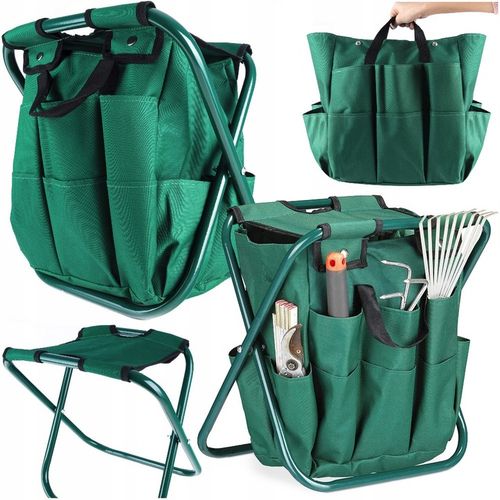 Stołek Składany Taboret Ogrodowy Wędkarski Z Torbą Na Narzędzia na Arena.pl