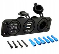 GNIAZDO ZAPALNICZKI 12V USB 5V 2A WOLTOMIERZ SAMOCHODOWY PANEL AUTO PLS37A
