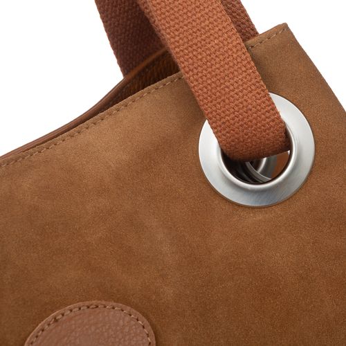 VERA PELLE torebka zamszowa shopper z parcianymi rączkami V707 camel na Arena.pl