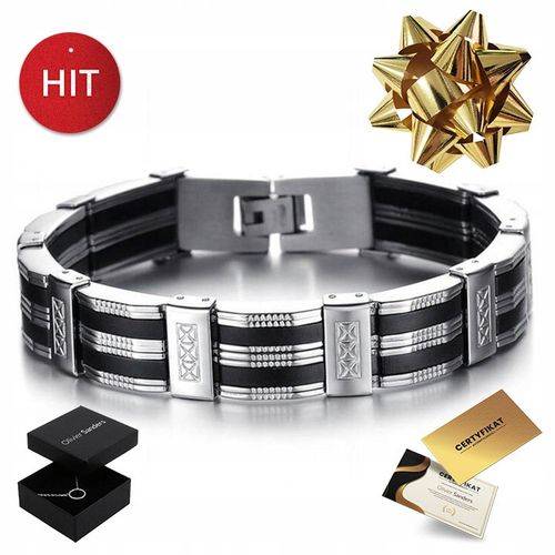 SREBRNA BRANSOLETKA MĘSKA BRANSOLETA 925 MASYWNA GRAWER NA PREZENT DLA TATY na Arena.pl