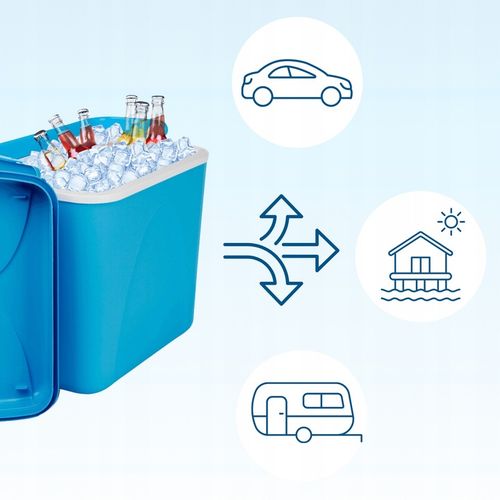 LODÓWKA TURYSTYCZNA 24L na WKŁADY MROŻĄCE niebieska do AUTA kampera PODRÓŻY na Arena.pl