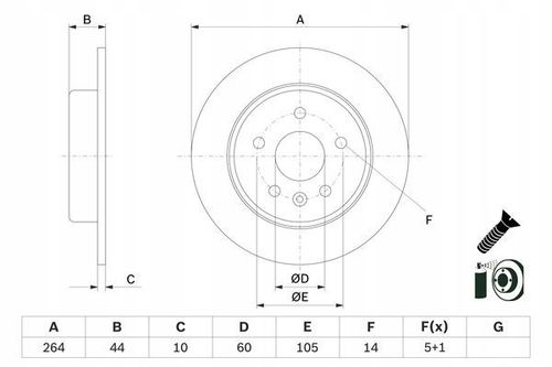 TARCZA HAM TYL 264X10 P BOSCH na Arena.pl