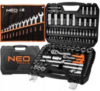 Klucze Nasadowe Walizka NEO 108 el 1/4 1/2 + Klucze Płasko Oczkowe Płachta