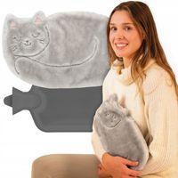 SOXO termofor pluszowy szary kotek 1,8L w pokrowcu prezent dla dziewczyny