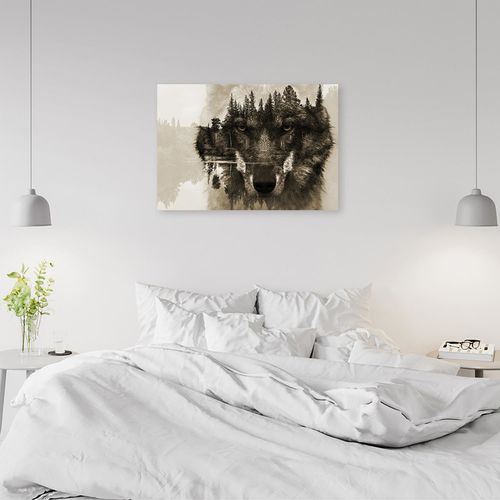Deco Panel, Wilk na tle jeziora 120x80 na Arena.pl