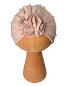 Turban czapeczka cienka jersey na lato wiosnę chrzest beżowa nude 36-40