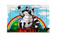 Drewniana kolorowa układanka dla dzieci Zabawka PUZZLE ZWIERZĘTA 16 el