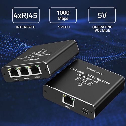 Qoltec Ethernet Splitter 1x3 RJ45 1000Mb/s USB-C na Arena.pl