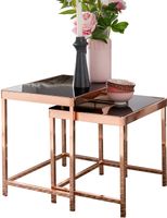 Zestaw 2 stolików kawowych miedziana rama szkło +