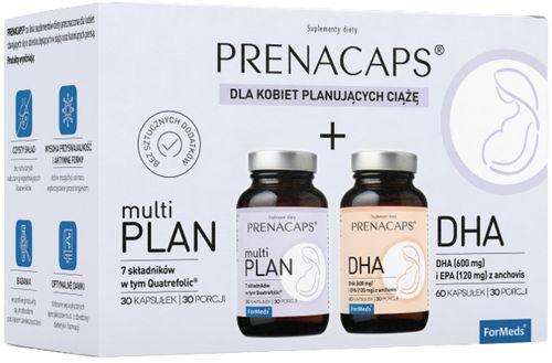 PRENACAPS multiPLAN + DHA ForMeds DLA KOBIET 90kaps. Ciąża Żelazo Olej rybi na Arena.pl
