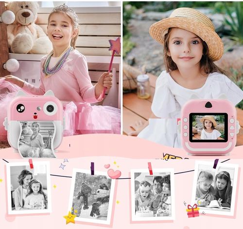 DRUKUŚ APARAT LCD CYFROWY NATCHMIASTOWY Z DRUKARKĄ DLA DZIECI GRY ROLKI na Arena.pl