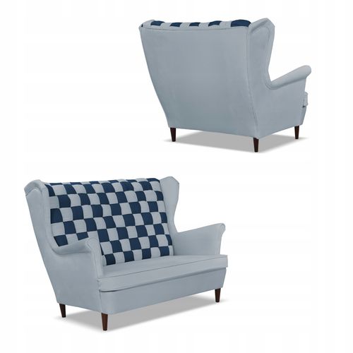 Zestaw uszak CAROL DUO sofa fotele Family Meble szaro - granatowy na Arena.pl