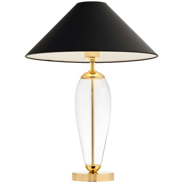 Stojąca LAMPKA biurkowa REA 40610102 Kaspa stołowa LAMPA abażurowa do sypialni nocna złota przezroczysta czarna zdjęcie 1