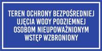 Tabliczka Grawerowana 20x10 CM teren ochrony bezpośredniej ujęcia wody