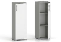 Regał komoda biurowa Pola 1D 110 x 40 cm szary z białym drzwiami